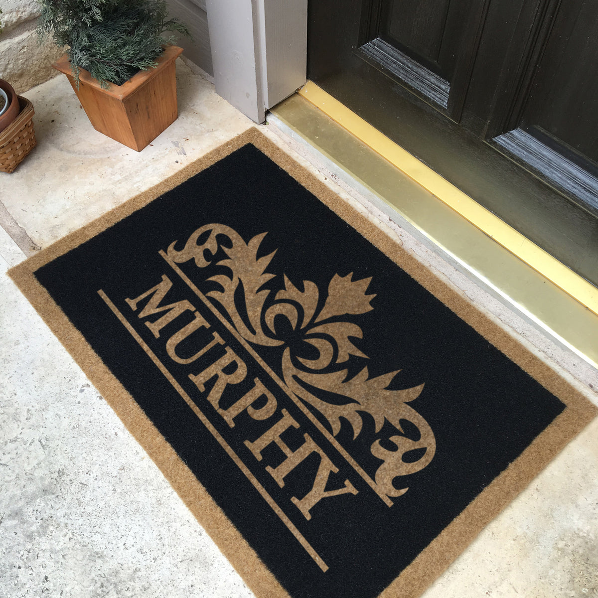 Infinity Custom Mats™ All-Weather Personalized Door Mat - STYLE: MURPHY COLOR:BLACK - rugsthatfit.com