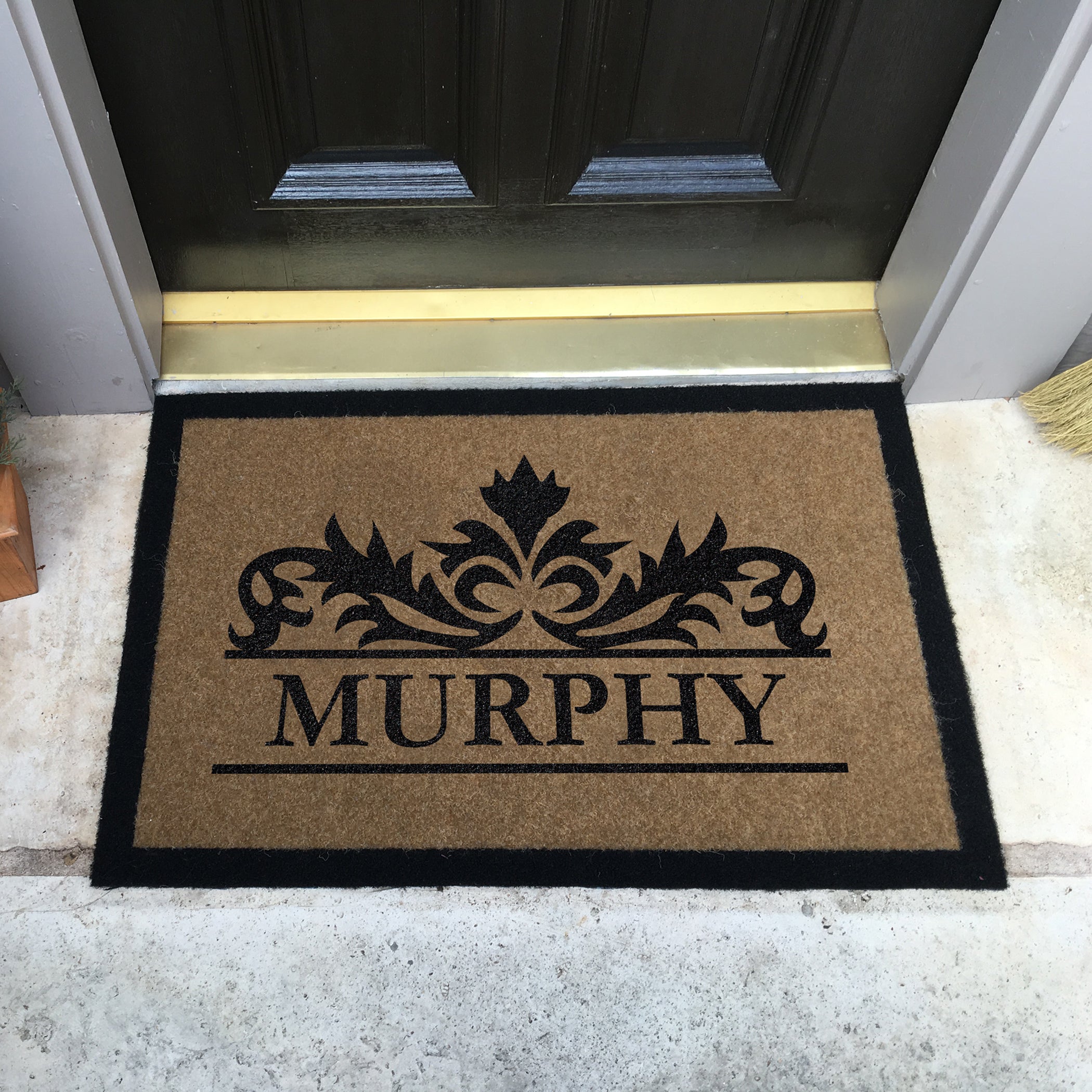 Infinity Custom Mats™ All-Weather Personalized Door Mat - STYLE: MURPHY COLOR:TAN - rugsthatfit.com