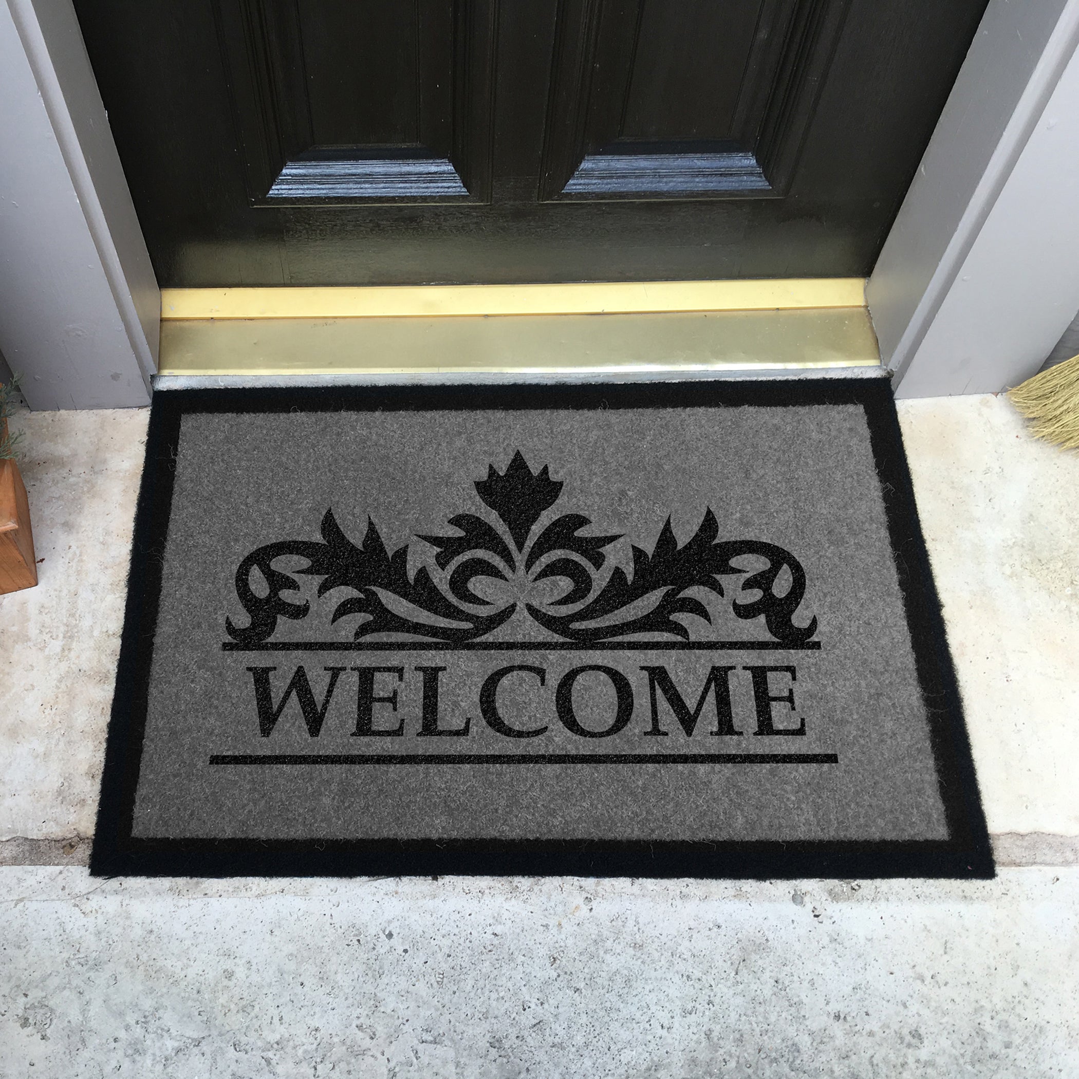Infinity Custom Mats™ All-Weather Personalized Door Mat - STYLE: MURPHY COLOR: GREY / BLACK - rugsthatfit.com