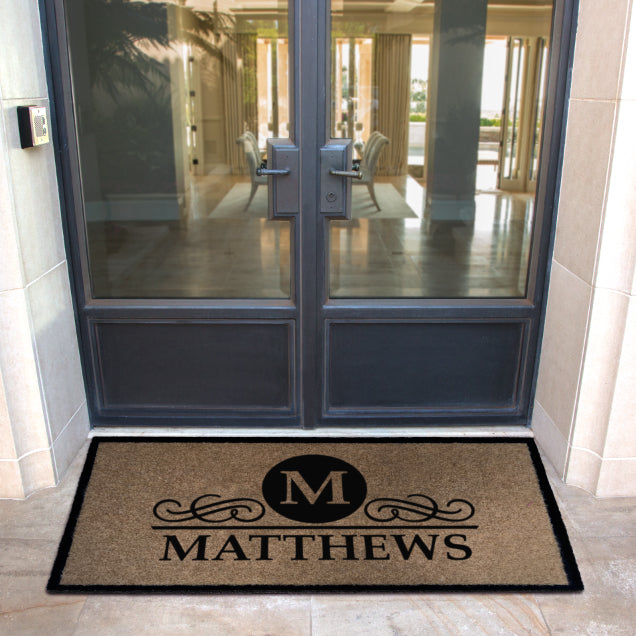 Infinity Custom Mats™ All-Weather Personalized Door Mat -.STYLE: MATTHEWS COLOR:TAN - rugsthatfit.com