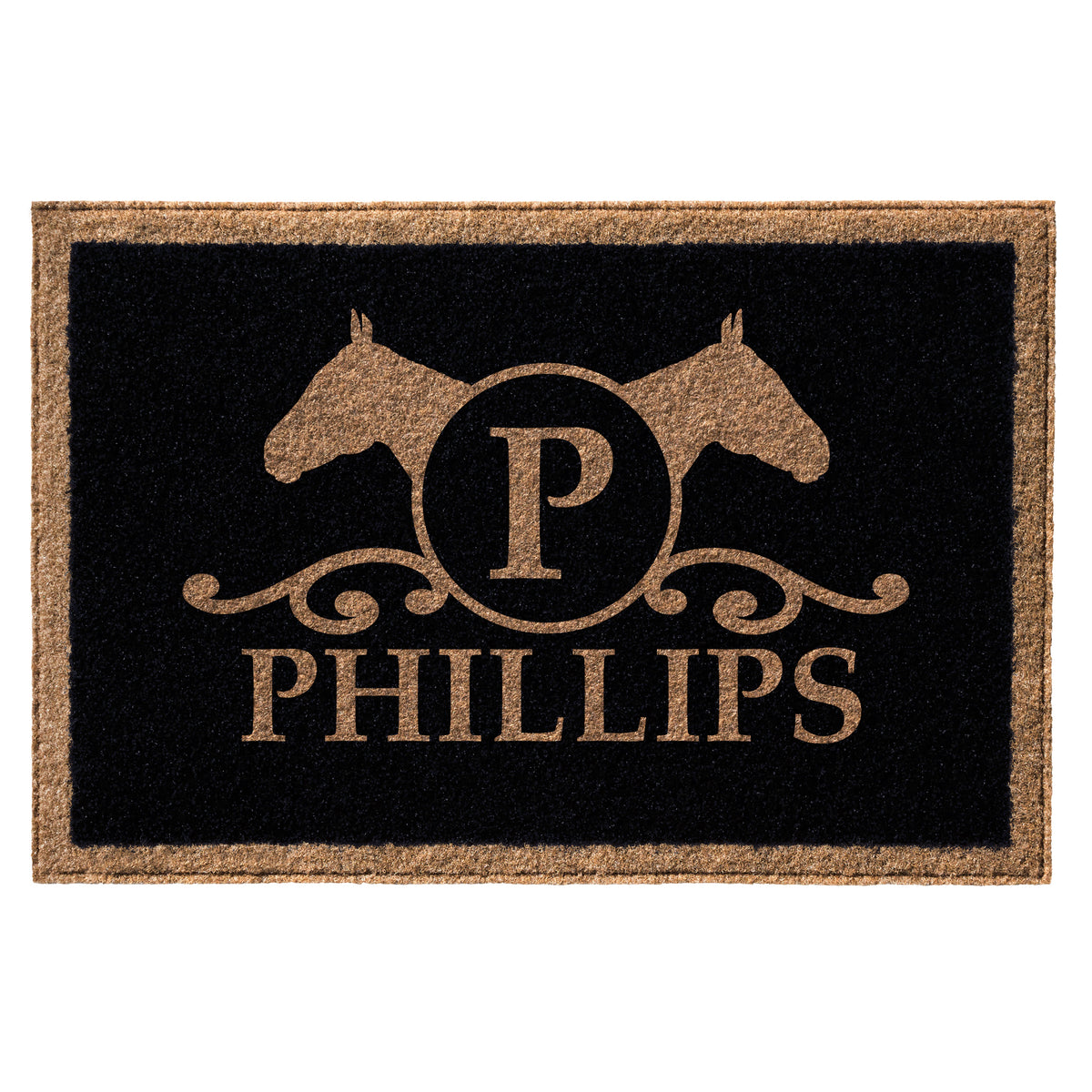 Infinity Custom Mats™ All-Weather Personalized Door Mat - STYLE: PHILIPS COLOR:BLACK - rugsthatfit.com