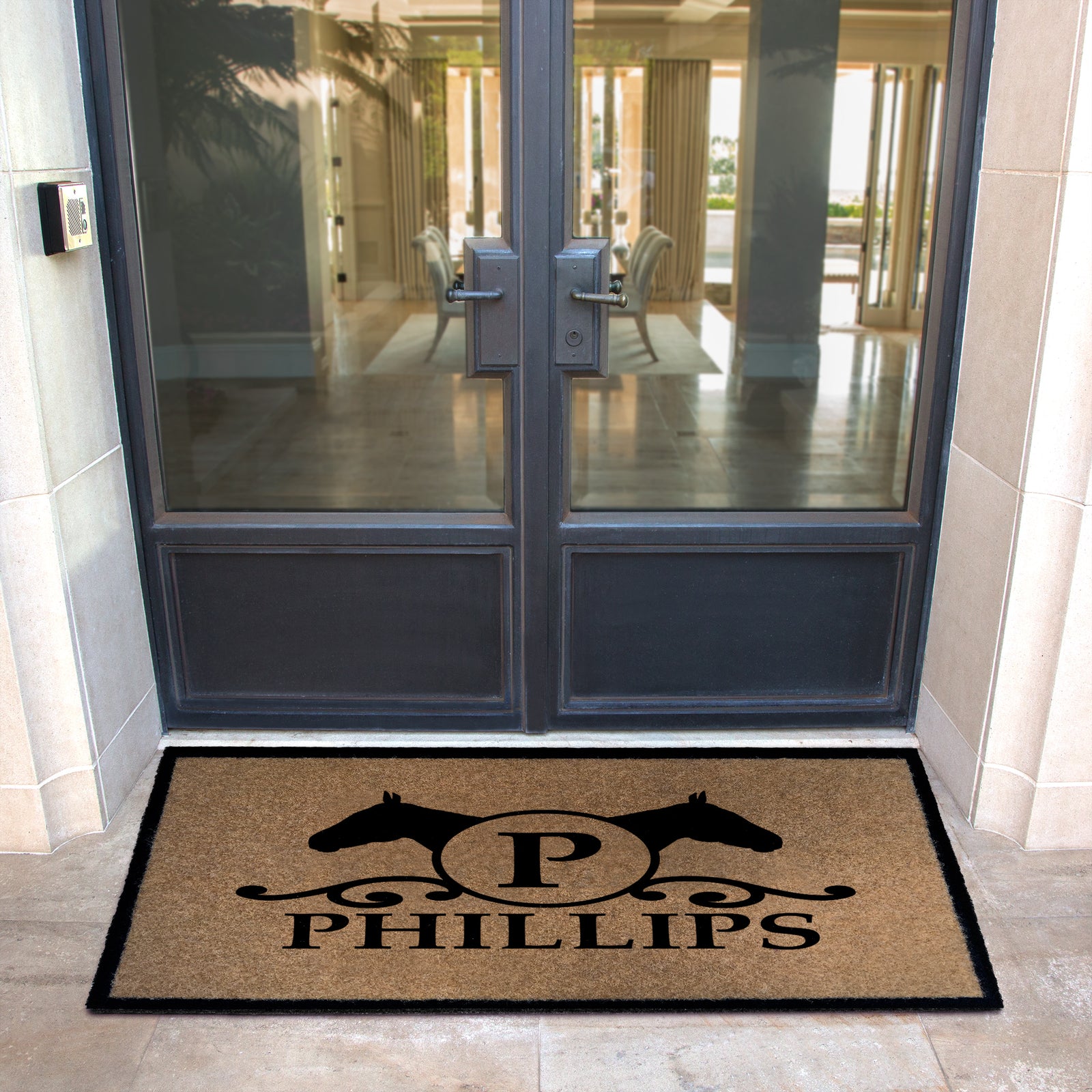 Infinity Custom Mats™ All-Weather Personalized Door Mat - STYLE: PHILIPS COLOR:TAN - rugsthatfit.com