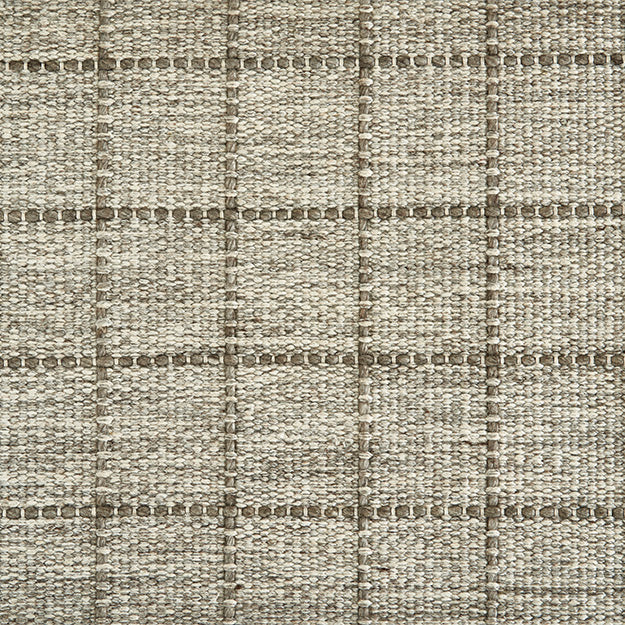 Taupe Rug with Light Brown Stitched Squares