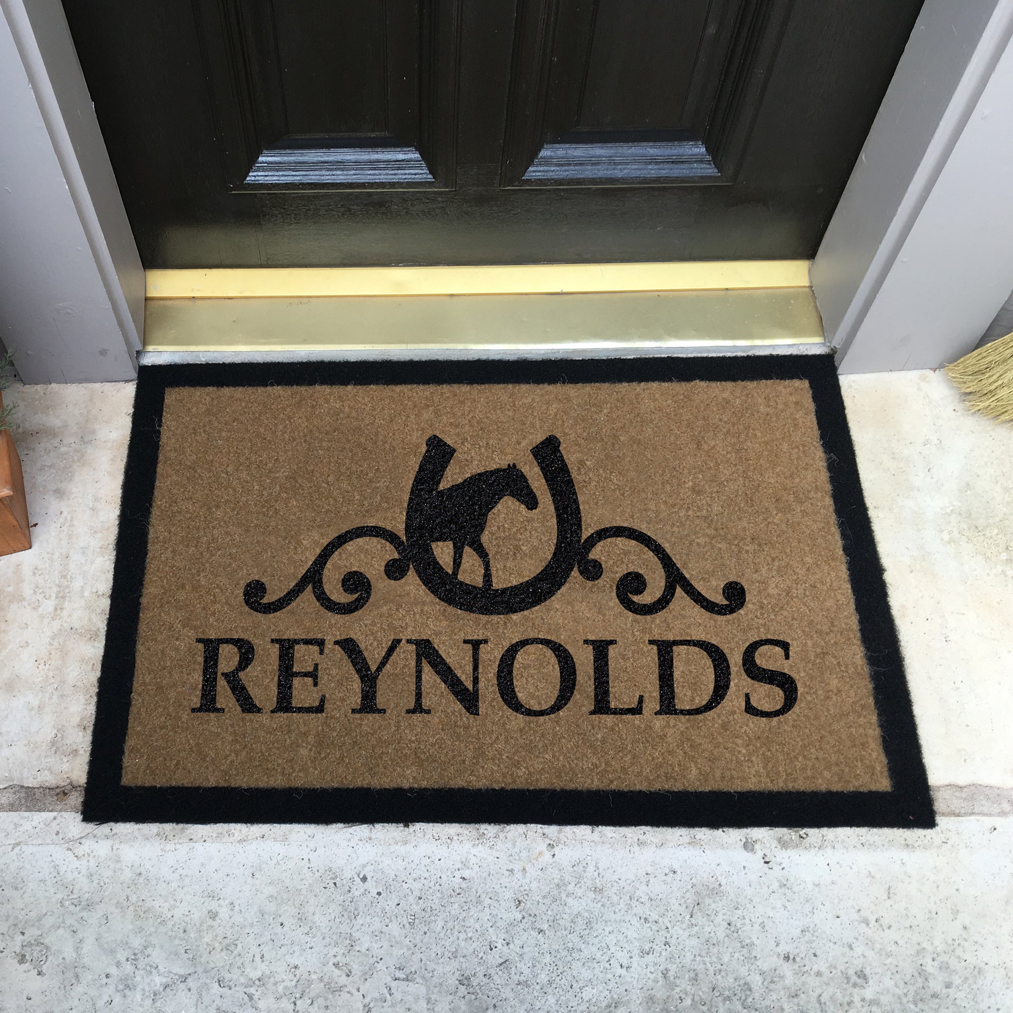 Infinity Custom Mats™ All-Weather Personalized Door Mat - STYLE: REYNOLDS COLOR:TAN - rugsthatfit.com