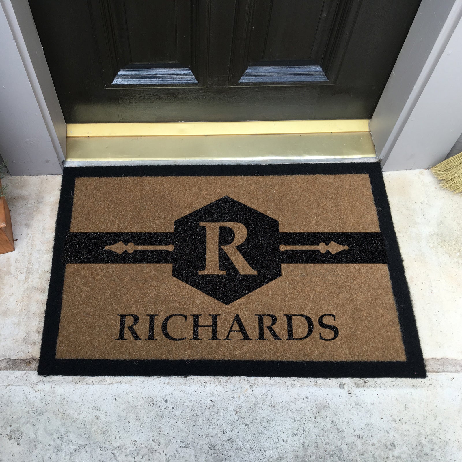 Infinity Custom Mats™ All-Weather Personalized Door Mat - STYLE: RICHARDS COLOR:TAN - rugsthatfit.com