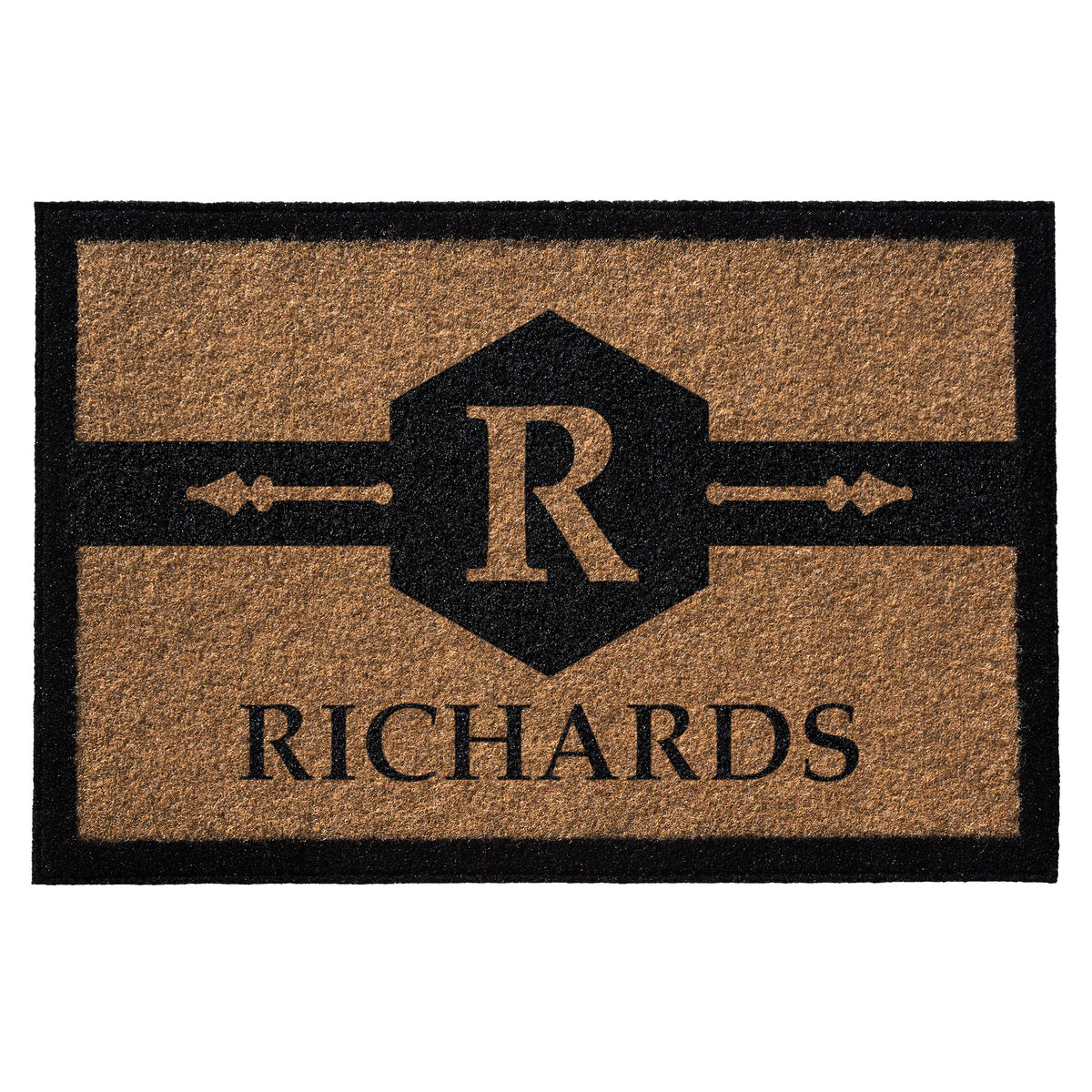 Infinity Custom Mats™ All-Weather Personalized Door Mat - STYLE: RICHARDS COLOR:TAN - rugsthatfit.com