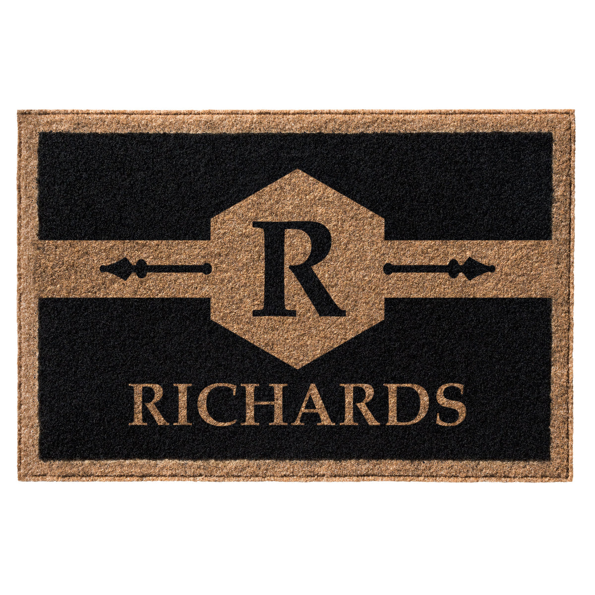 Infinity Custom Mats™ All-Weather Personalized Door Mat - STYLE: RICHARDS COLOR:BLACK - rugsthatfit.com