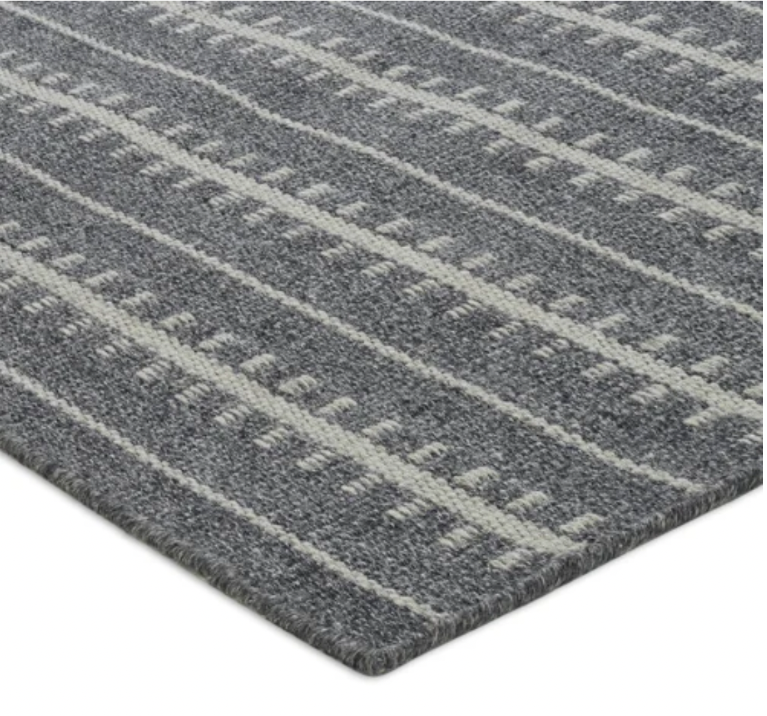 100% New Zealand Wool Hand-Loomed Rug - Ticking Stripe Midnight *Ships Within 2 Days*