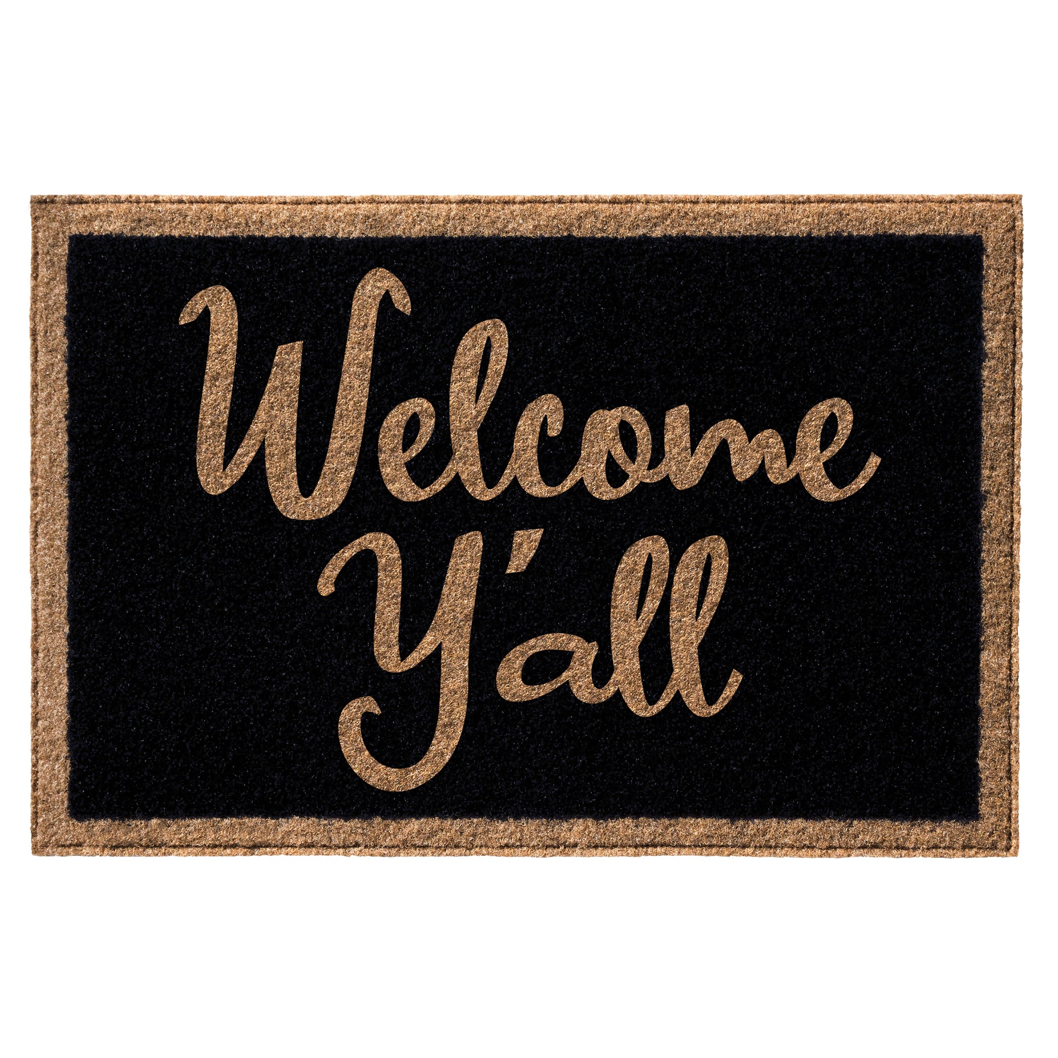 Infinity Custom Mats™ All-Weather Door Mat - STYLE: WELCOME Y'ALL   COLOR: BLACK - rugsthatfit.com