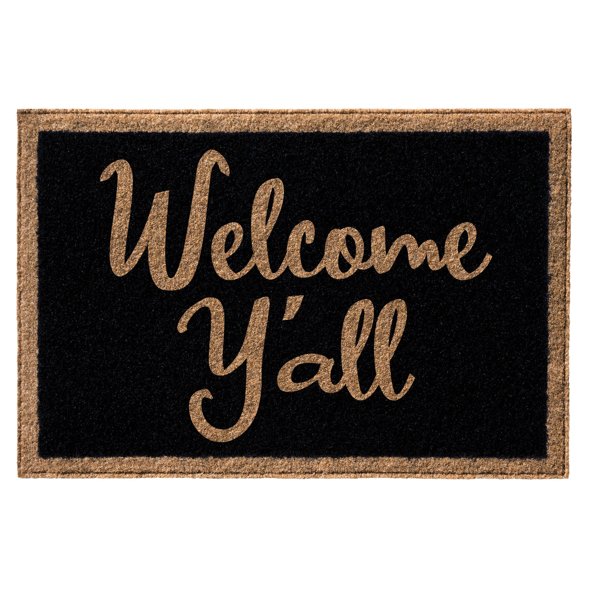 Infinity Custom Mats™ All-Weather Door Mat - STYLE: WELCOME Y&#39;ALL   COLOR: BLACK - rugsthatfit.com