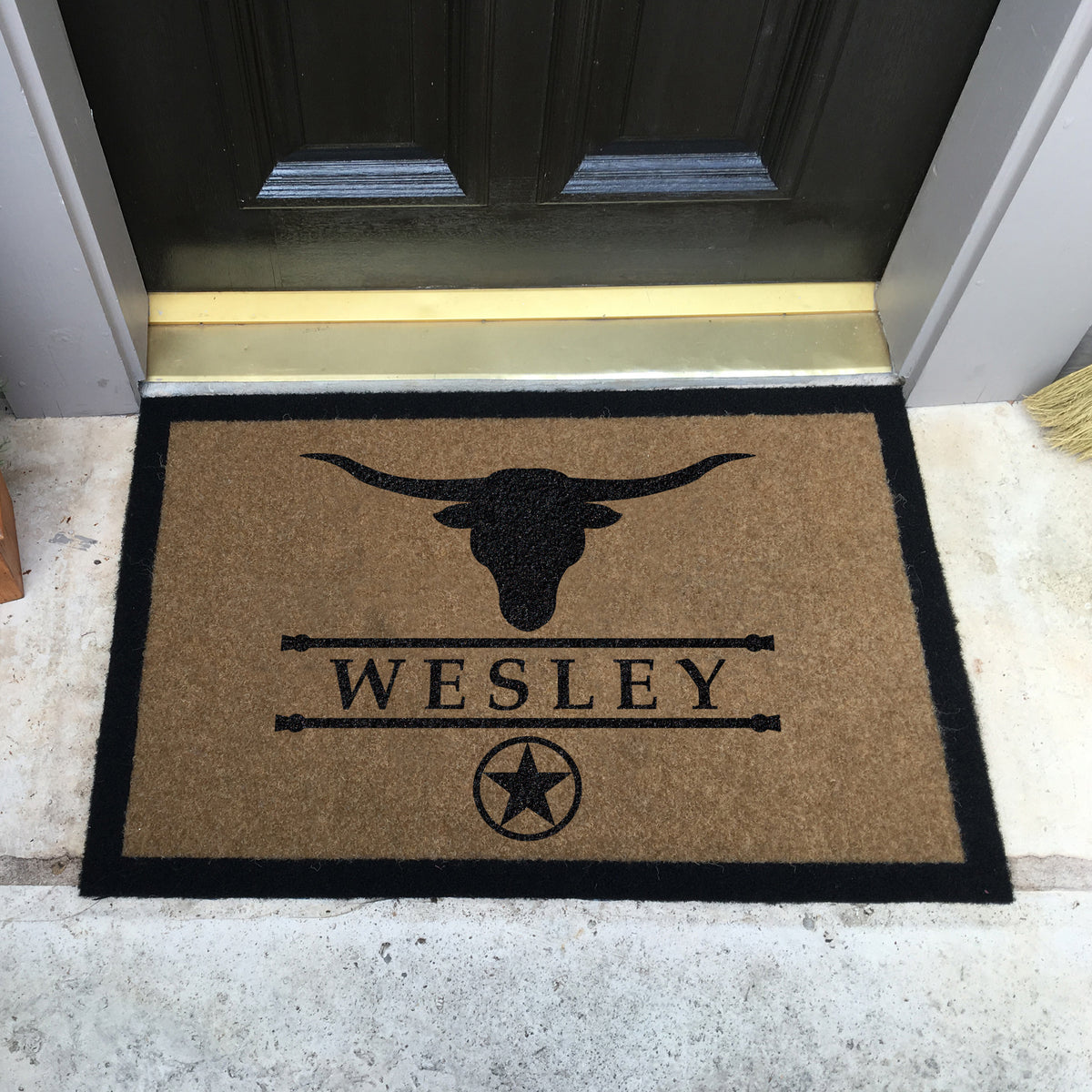 Infinity Custom Mats™ All-Weather Personalized Door Mat - STYLE: WESLEY COLOR:TAN - rugsthatfit.com