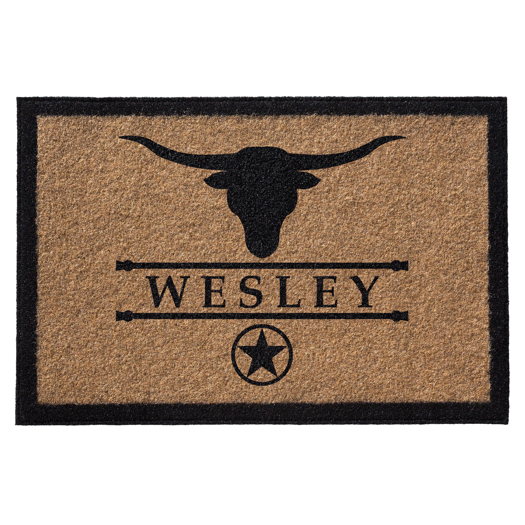 Infinity Custom Mats™ All-Weather Personalized Door Mat - STYLE: WESLEY COLOR:TAN - rugsthatfit.com
