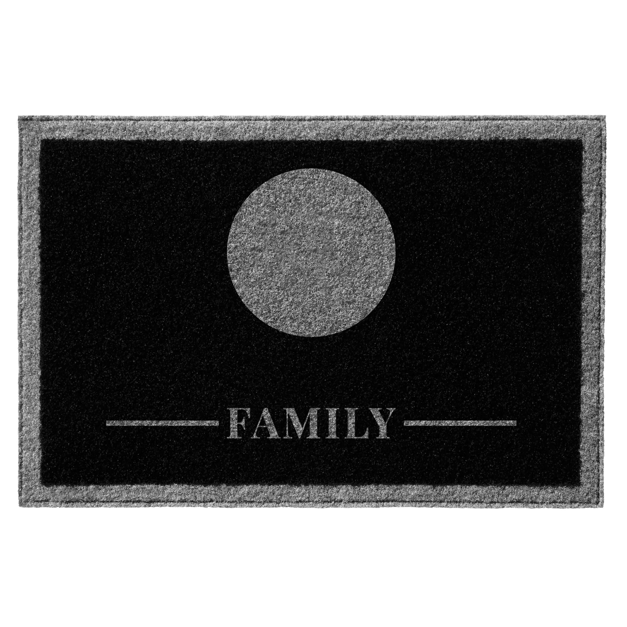 Infinity Custom Mats™ All-Weather Personalized Doormat - STYLE: CIRCLE COLOR: BLACK / GREY - rugsthatfit.com
