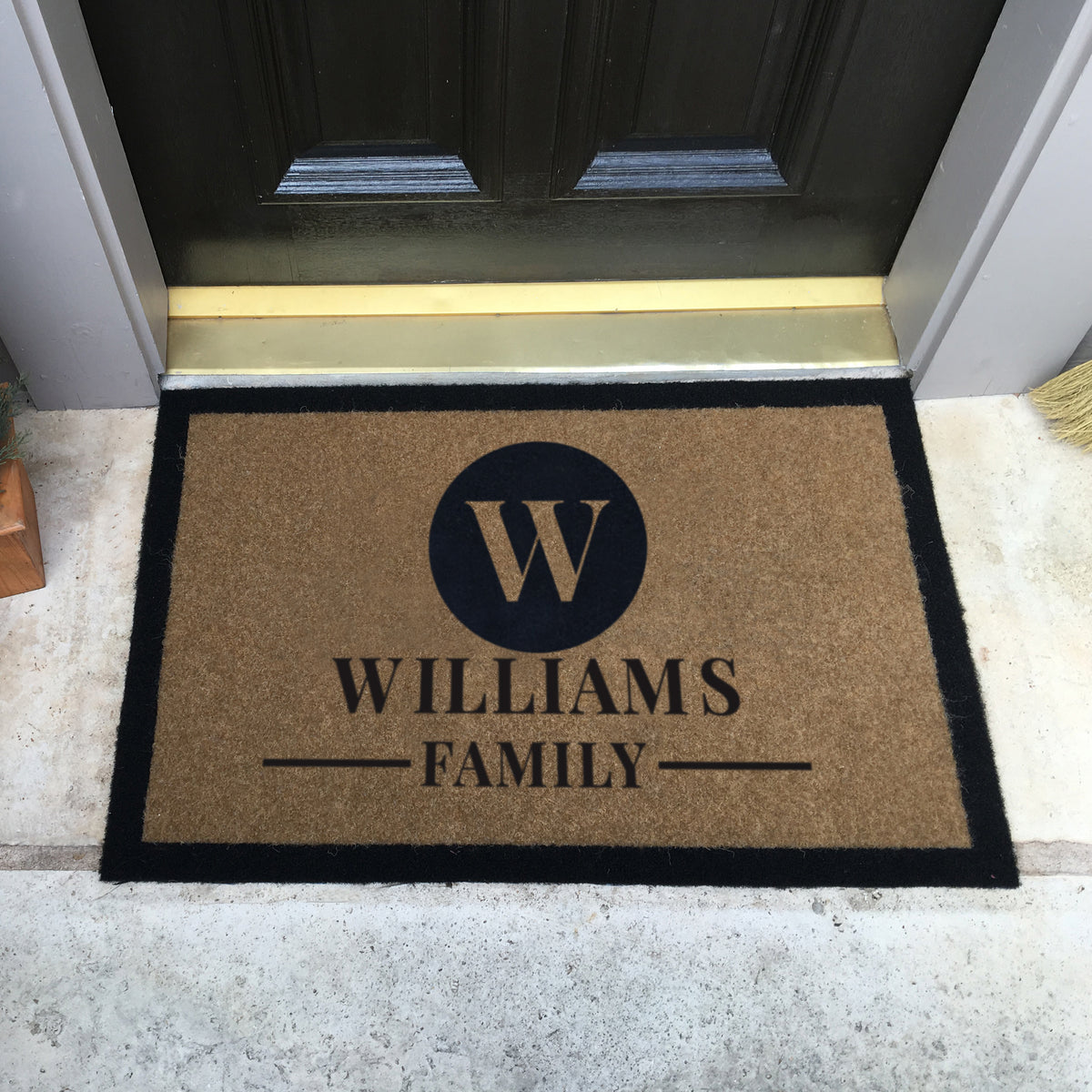 Infinity Custom Mats™ All-Weather Personalized Doormat - STYLE: CIRCLE COLOR:TAN - rugsthatfit.com