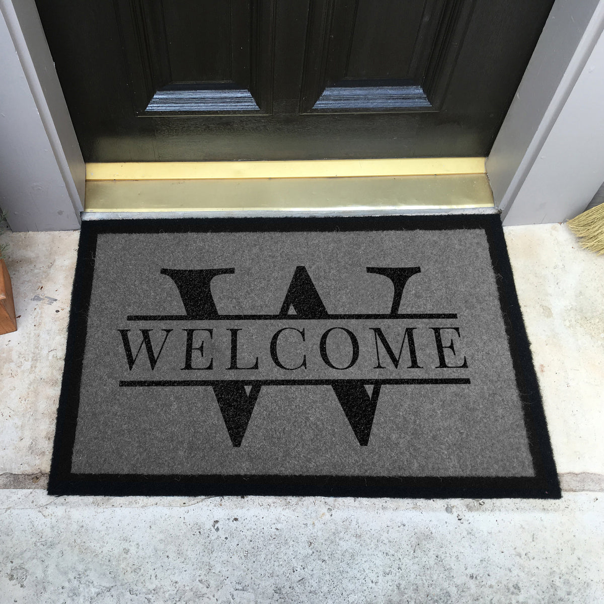 Infinity Custom Mats™ All-Weather Personalized Door Mat - STYLE: WILLIAMS COLOR: GREY / BLACK - rugsthatfit.com