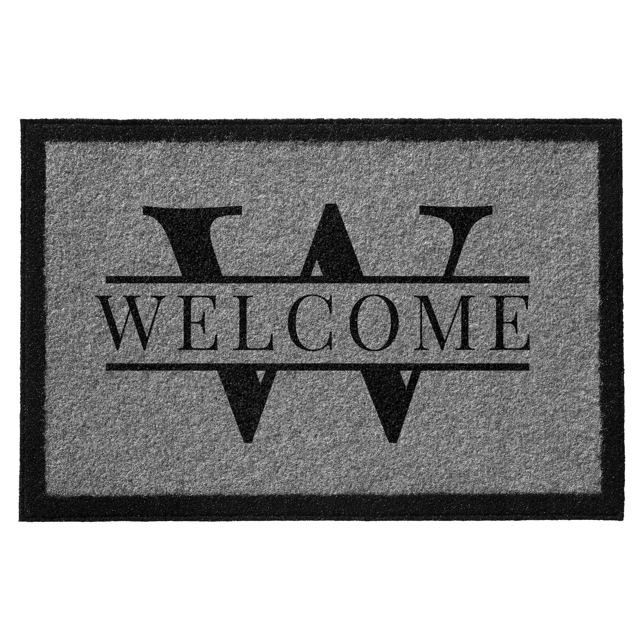 Infinity Custom Mats™ All-Weather Personalized Door Mat - STYLE: WILLIAMS COLOR: GREY / BLACK - rugsthatfit.com