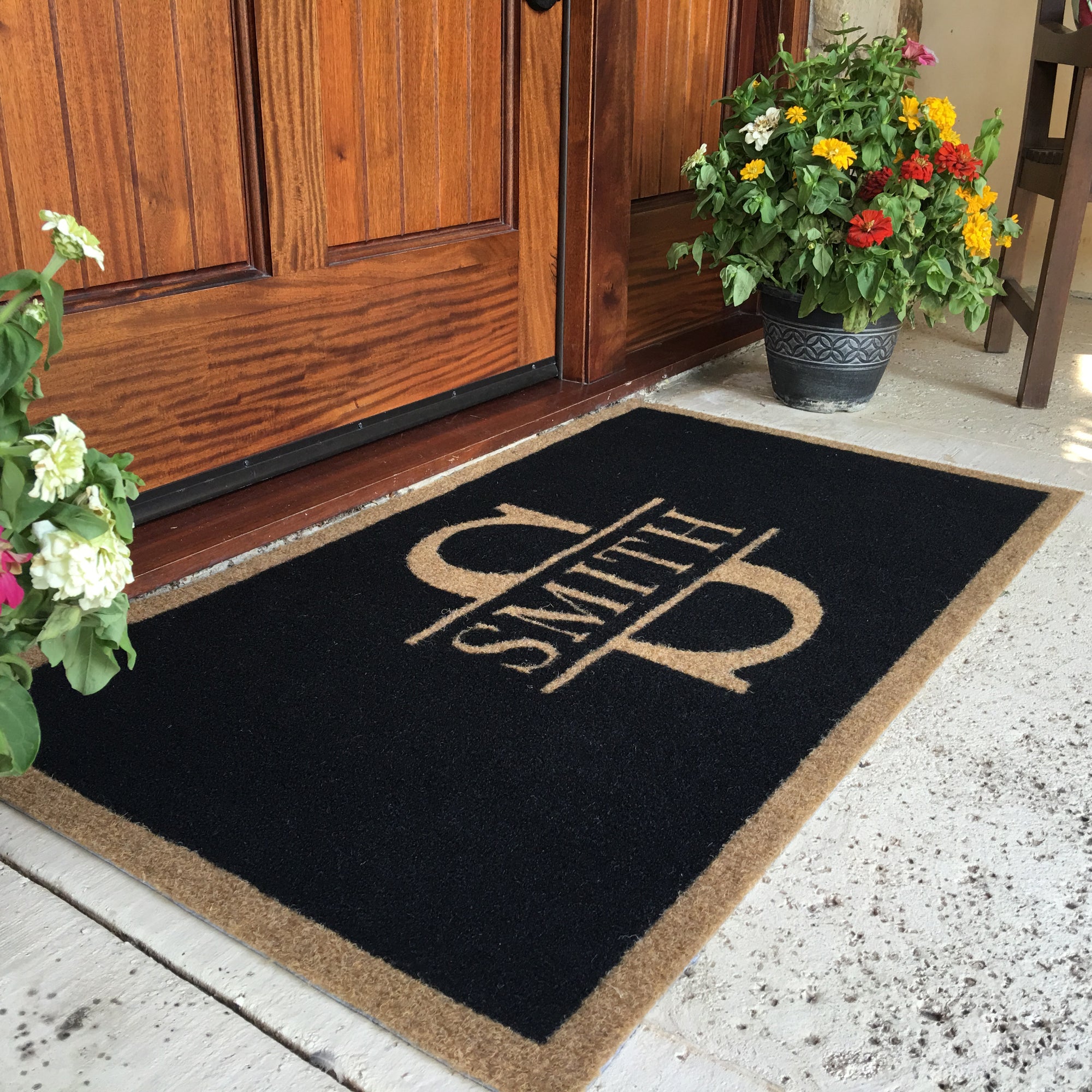 Infinity Custom Mats™ All-Weather Personalized Door Mat - STYLE: WILLIAMS COLOR:BLACK - rugsthatfit.com