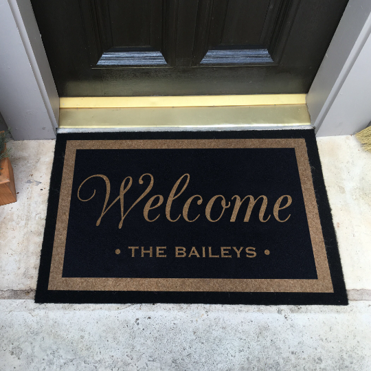 Infinity Custom Mats™ All-Weather Personalized Door Mat - STYLE: WELCOME BAILEYS  COLOR : BLACK - rugsthatfit.com