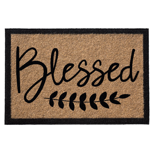 Infinity Custom Mats™ All-Weather Door Mat - STYLE: BLESSED COLOR: TAN - rugsthatfit.com