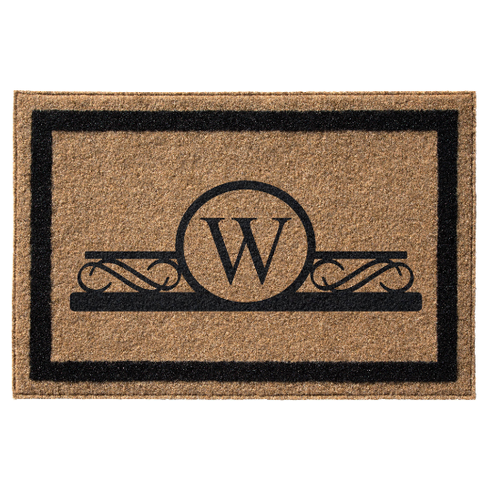 Infinity Custom Mats™ All-Weather Personalized Door Mat - STYLE: MONOGRAM   COLOR: TAN - rugsthatfit.com