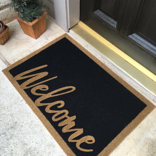 Infinity Custom Mats™ All-Weather Door Mat - STYLE: WELCOME  COLOR: BLACK - rugsthatfit.com