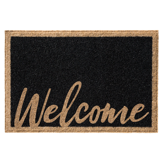 Infinity Custom Mats™ All-Weather Door Mat - STYLE: WELCOME  COLOR: BLACK - rugsthatfit.com