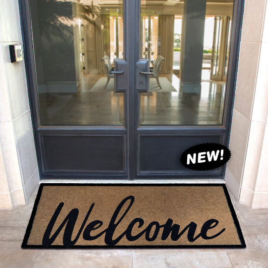 Infinity Custom Mats™ All-Weather Door Mat - STYLE: WELCOME  COLOR: TAN - rugsthatfit.com