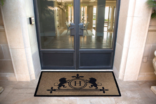 Infinity Custom Mats™ All-Weather Personalized Door Mat - STYLE: LIONS  COLOR: TAN - rugsthatfit.com