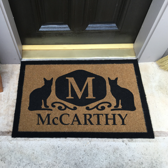Infinity Custom Mats™ All-Weather Personalized Door Mat - STYLE: McCARTHY  COLOR: TAN - rugsthatfit.com