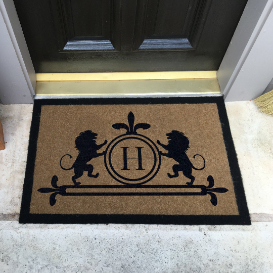 Infinity Custom Mats™ All-Weather Personalized Door Mat - STYLE: LIONS  COLOR: TAN - rugsthatfit.com